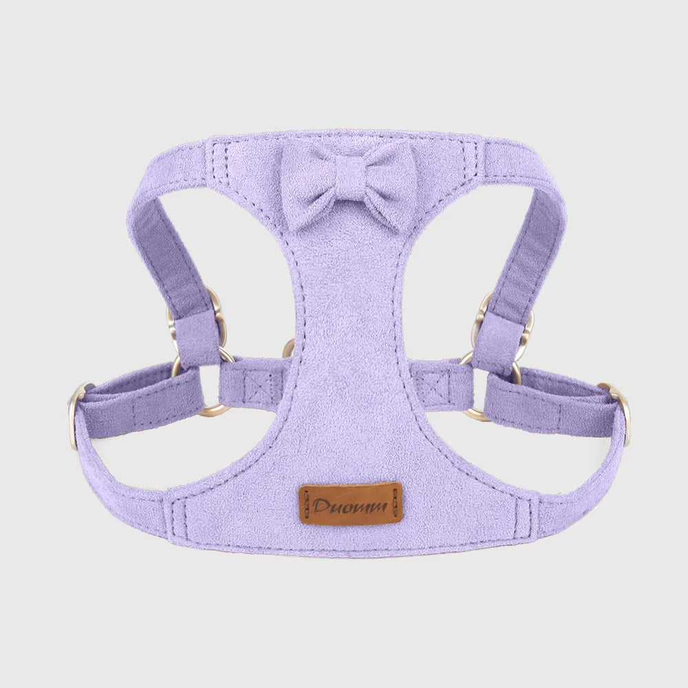 Trendy Premium Suede Dog Harness Leash Set - Adjustable Pet Chest Strap Soft & Durable Puppy kitten Fashion Accessories