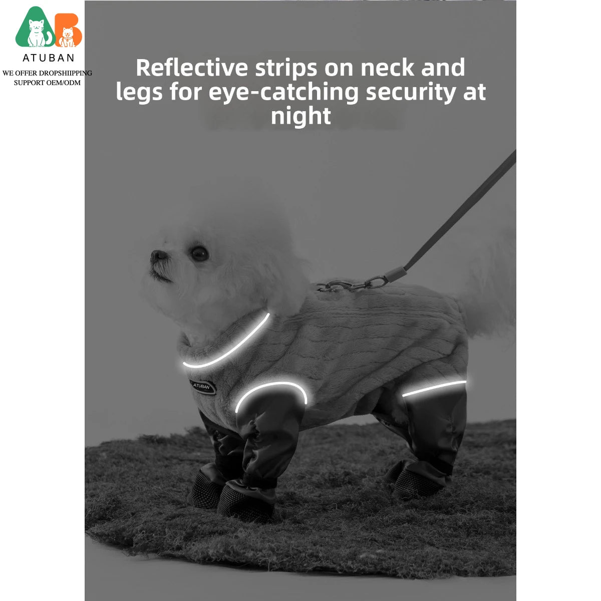 ATUBAN Dog Coat Warm Fleece Dog Jacket,Windproof Dogs Winter Coat with Harness Built in,Reflective Turtleneck Dogs Snowsuit