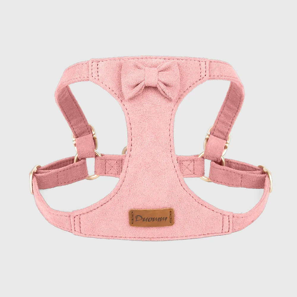 Trendy Premium Suede Dog Harness Leash Set - Adjustable Pet Chest Strap Soft & Durable Puppy kitten Fashion Accessories