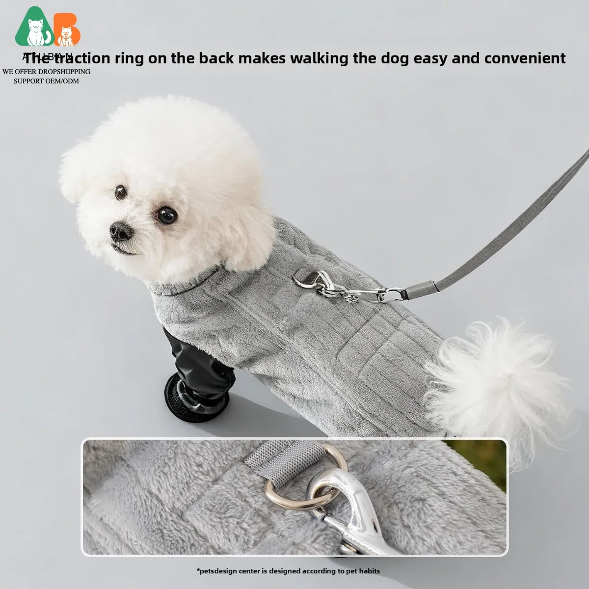 ATUBAN Dog Coat Warm Fleece Dog Jacket,Windproof Dogs Winter Coat with Harness Built in,Reflective Turtleneck Dogs Snowsuit